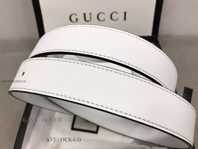 Gucci '80 Smooth White Leather Belt Silver Trim Logo Buckle